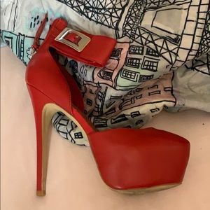 Red platform heels